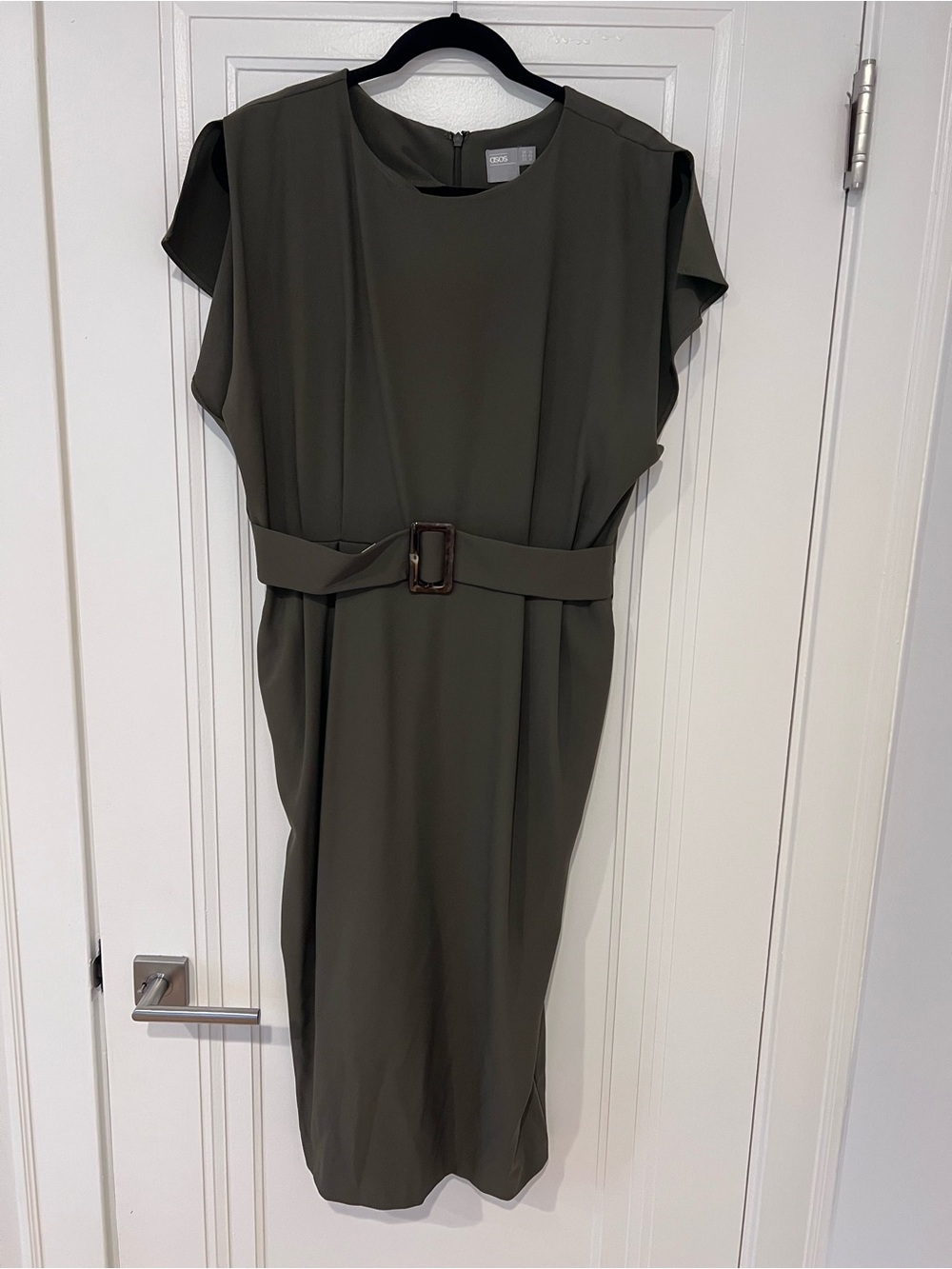 ASOS Olive Green Belted Midi Dress